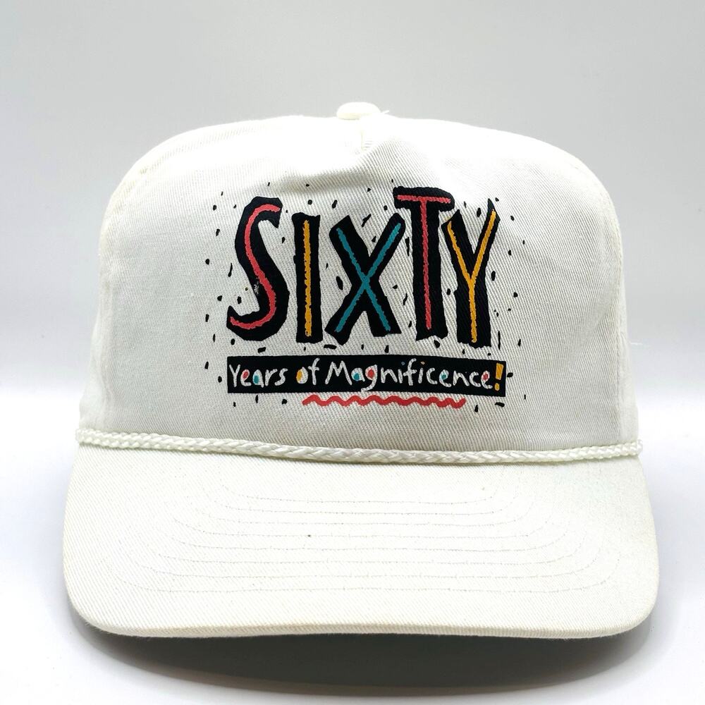 Vintage White 60th Birthday Fifty Years of Magnificence Snapback Hat Funny Humor